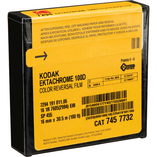Kodak Ektachrome 16MM 100D Color Reversal Film Roll 7294 (SP455, 16mm x 100')