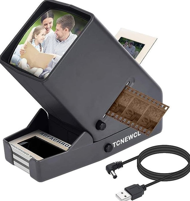 35mm Slide and Film Viewer, Negative Viewer, Desk Top LED Lighted Illuminated Viewing, 3X Magnification