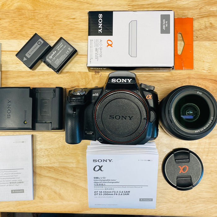 USED Sony Alpha DSLR-SLT-A55 Digital Camera W/18-55mm Lens and extras