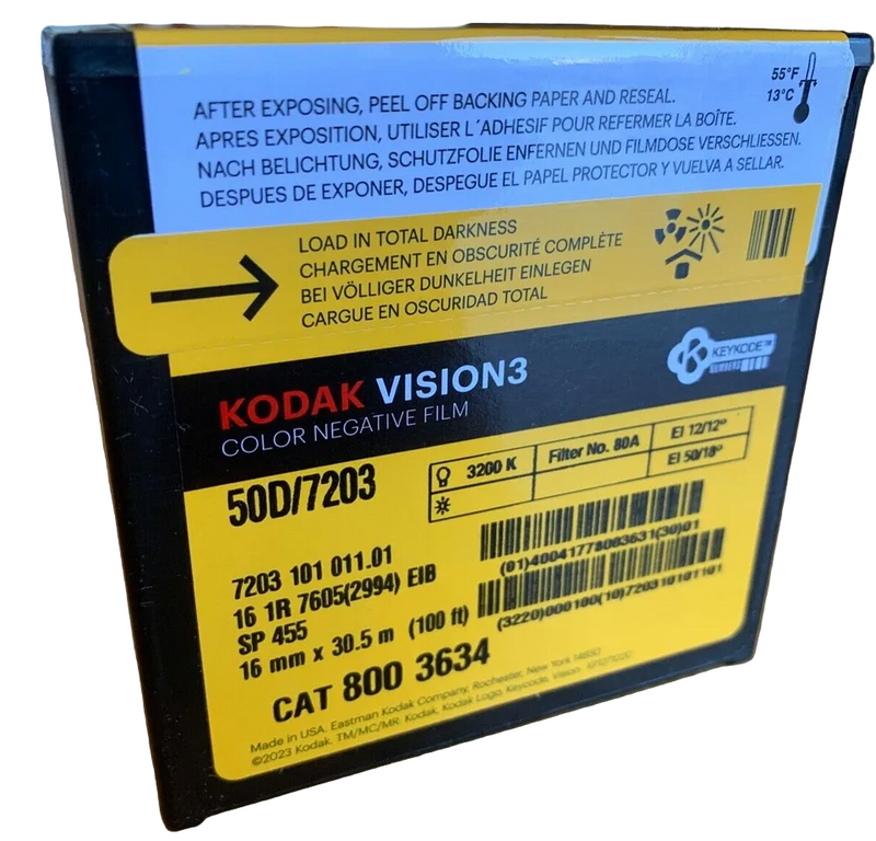 Kodak 16mm 50D 7203 Vision 3 Negative Film (100 ft)