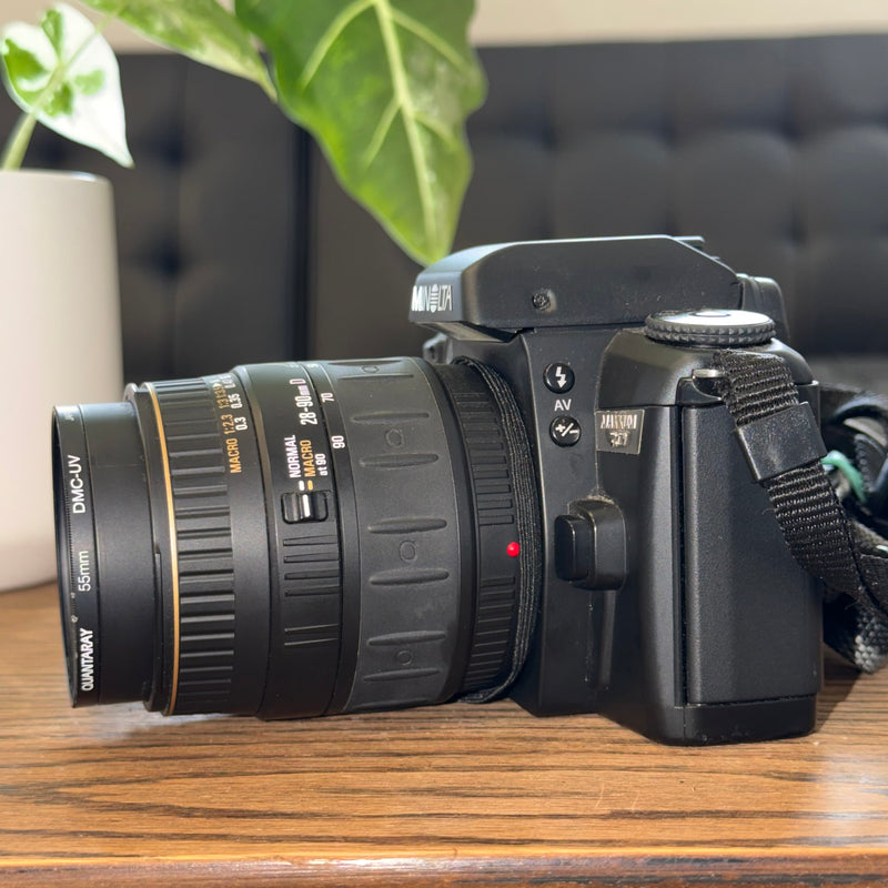 Minolta Maxxum 70 35mm Film Camera with Quantaray 28–90mm Macro Lens