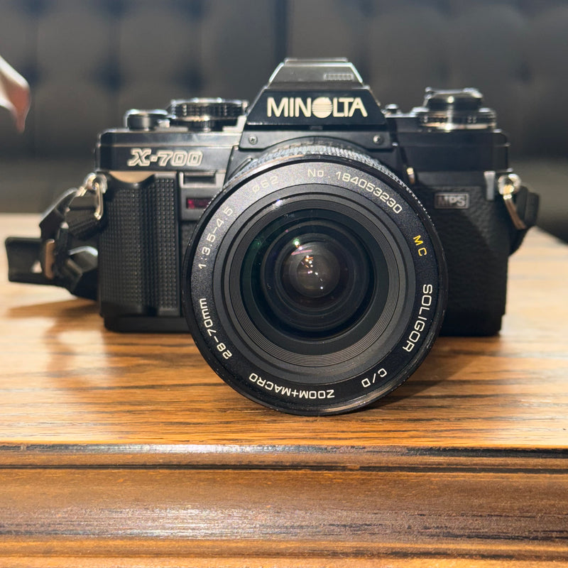Minolta X-700 35mm SLR Camera + Soligor 28-70mm f/3.5-4.5 Zoom Macro Lens