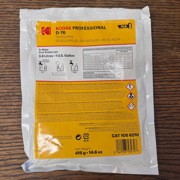 Kodak Professional D‑76 Film Developer — Powder to Make 1 Gallon Working Solution