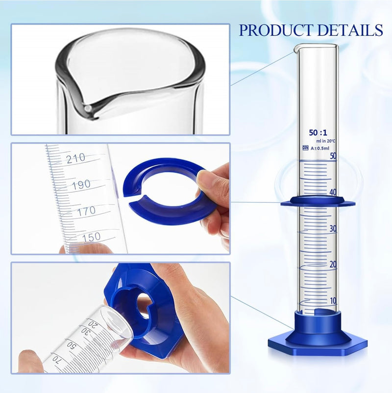 Graduated Cylinder Measuring Cylinder Thick Glass Lab Cylinders Glass Graduated Cylinder Glass Measuring Cylinder(50ML)