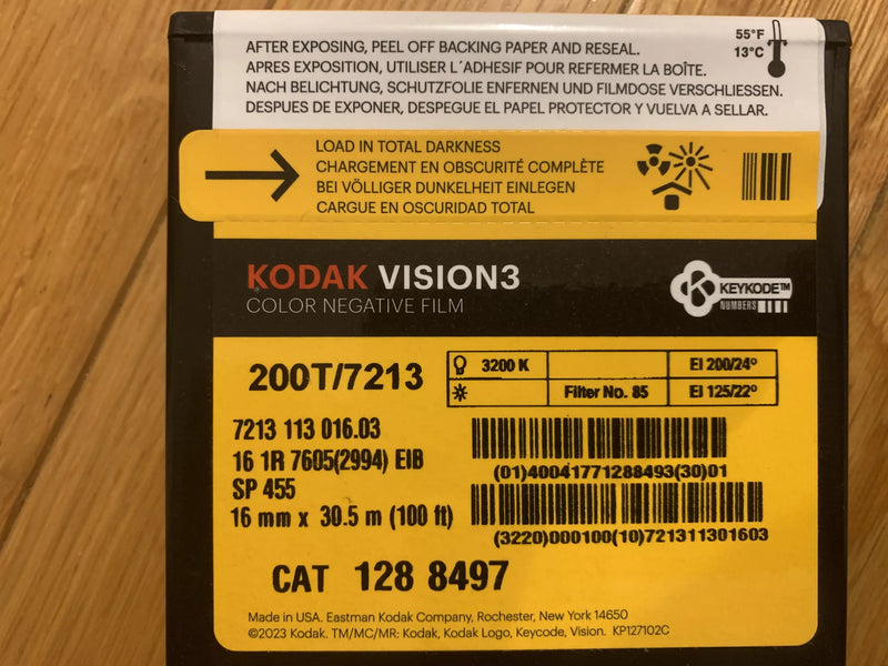 Kodak 16mm 200T 7203 Vision 3 Negative Film (100 ft)