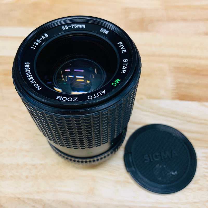 Sigma Five Star MC Auto Zoom 35-75mm f3.5-4.8 Minolta MD Mount Lens {55}
