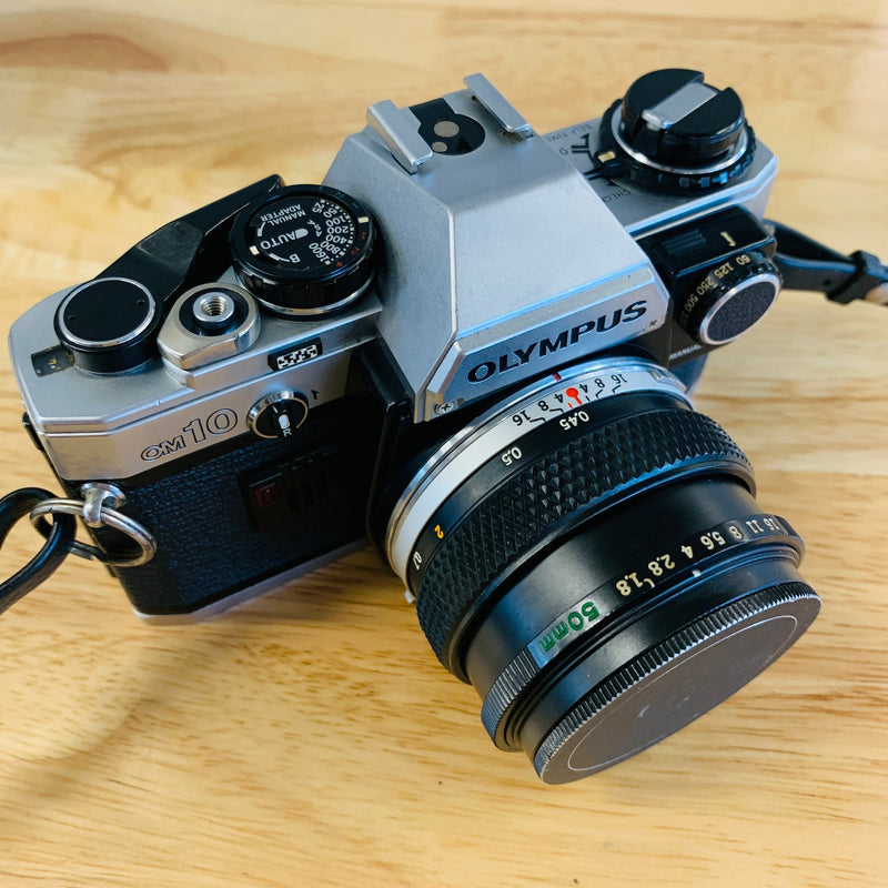 Olympus OM10 Chrome 35mm Camera w/ 50mm Lens