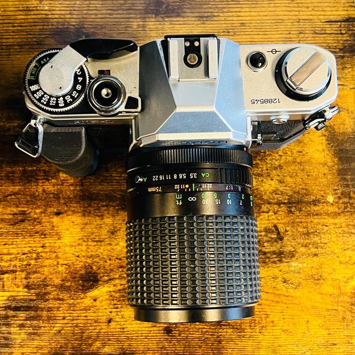 Canon AE-1 with Five Star MC Auto 35-75mm 3.5-4.8 + Grip