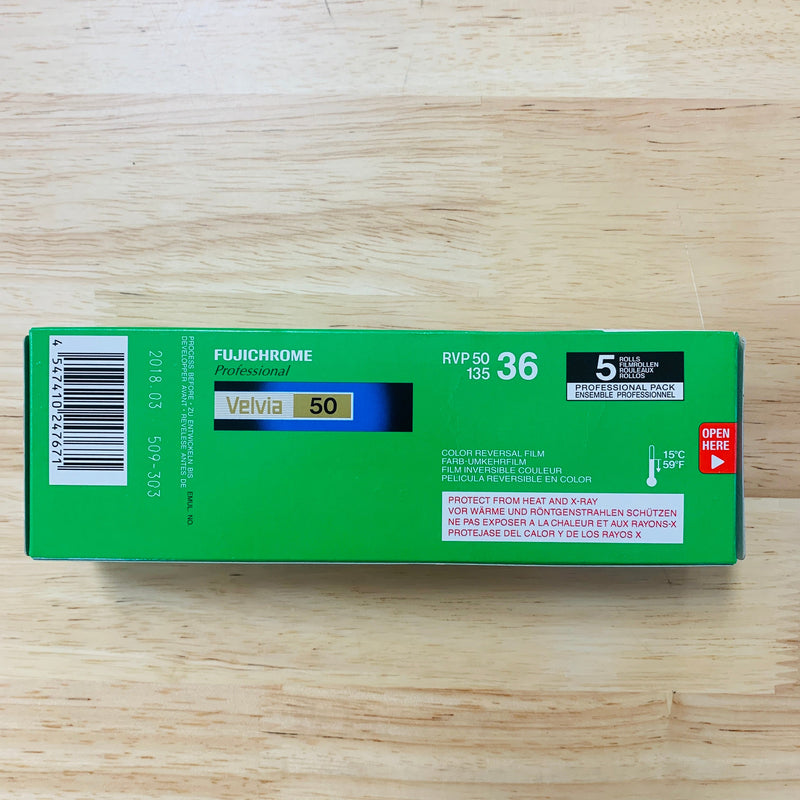Fuji Pro Velvia 50 (5 Rolls) 35mm Film - Expired 2018-03 - Refrigerated