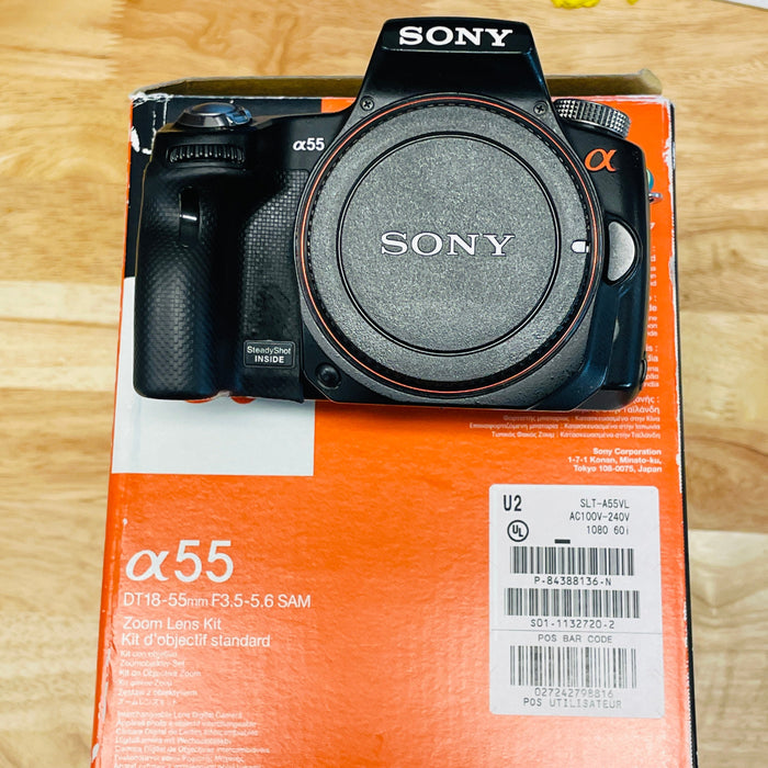USED Sony Alpha DSLR-SLT-A55 Digital Camera W/18-55mm Lens and extras