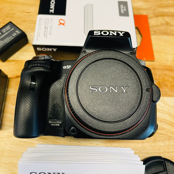 USED Sony Alpha DSLR-SLT-A55 Digital Camera W/18-55mm Lens and extras