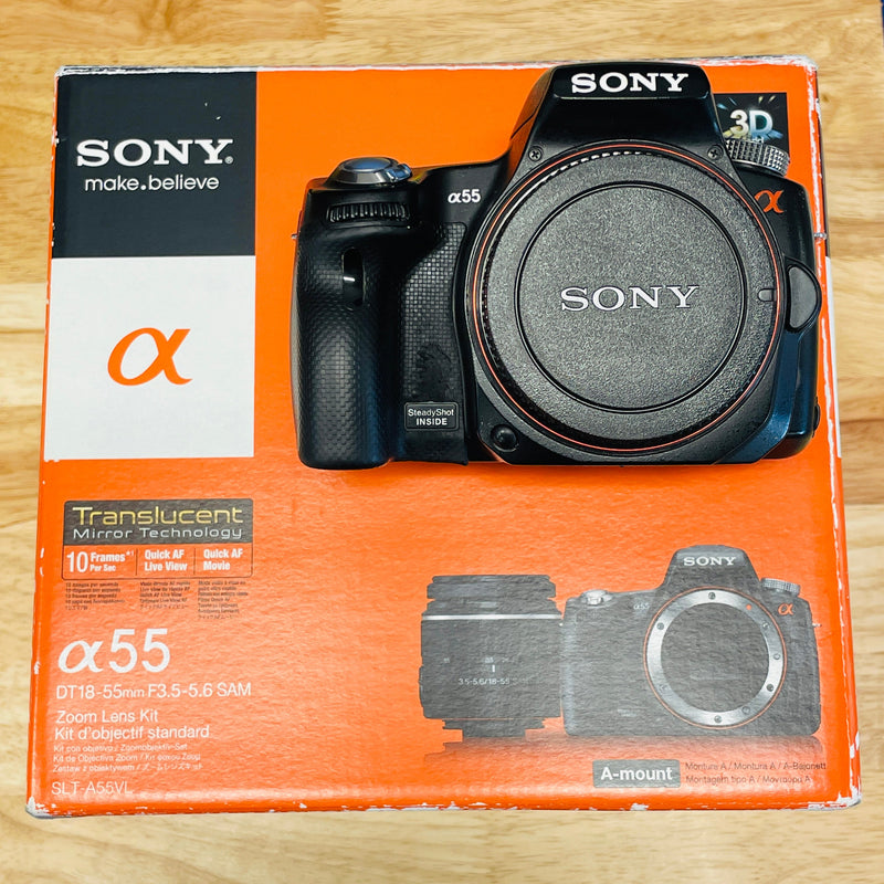 USED Sony Alpha DSLR-SLT-A55 Digital Camera W/18-55mm Lens and extras