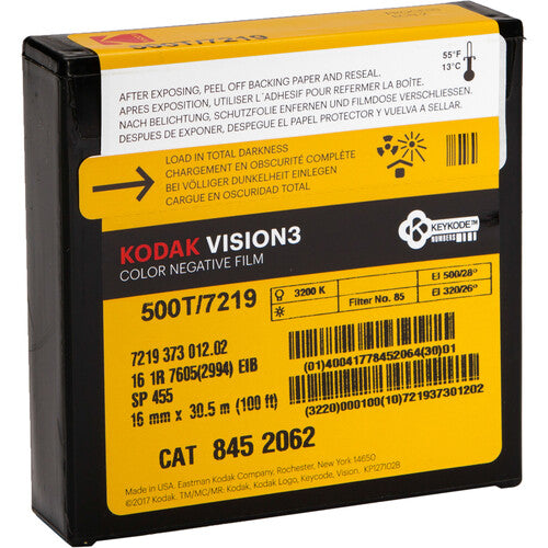 Kodak VISION3 16MM 500T Color Negative Film #7219 (16mm, 100' Roll, Single Perf)
